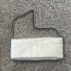 Ann Taylor Elegant Silver Leather Chain Shoulder Bag
